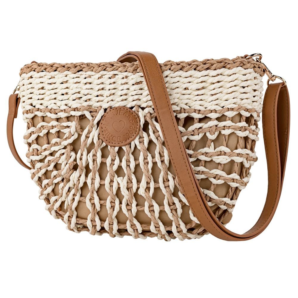 Bolso bandolera semicirculo Rafia Borah Lois Blanco ARSAMAR ENTERPRISE