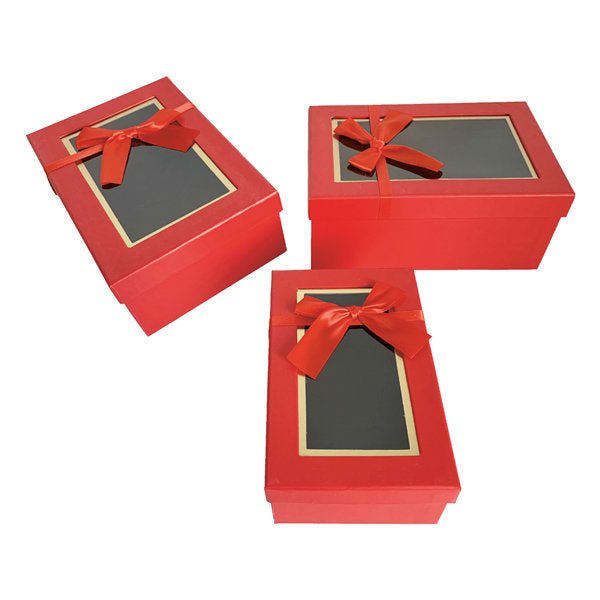 Set 3 Cajas Rectangulares con Ventana 16x23x9,5