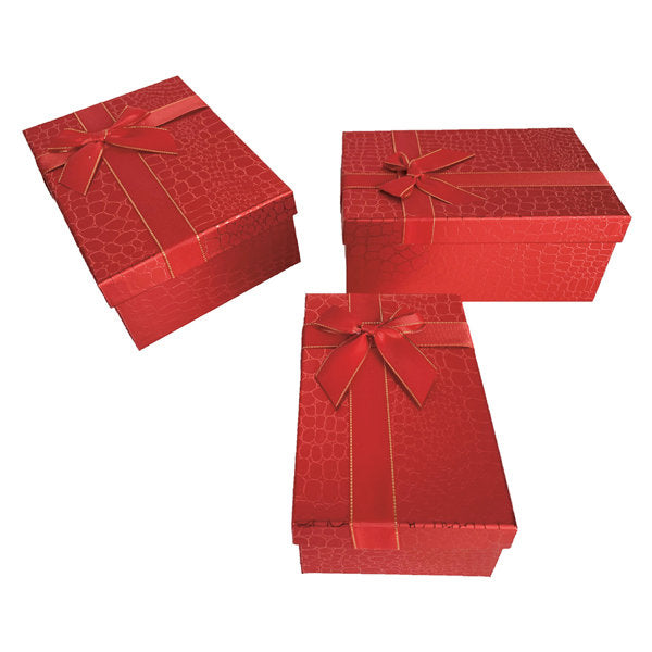 Set 3 Cajas Rectangulares Rojas Brillo Argüval Imagen principal del producto
