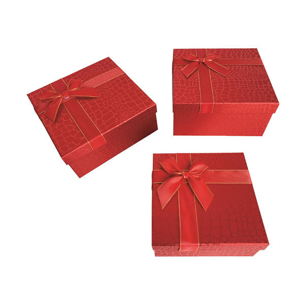 Set 3 Cajas Cuadradas Rojas Brillo 19,5x19,5 Argual Imagen principal del producto
