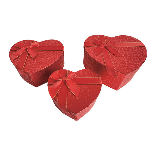 SET 3 CAJAS CORAZON ROJAS BRILLO 20X22X9 | ARGUVAL, S,L, | 1 UNIDAD | 8435593453773 Imagen principal del producto