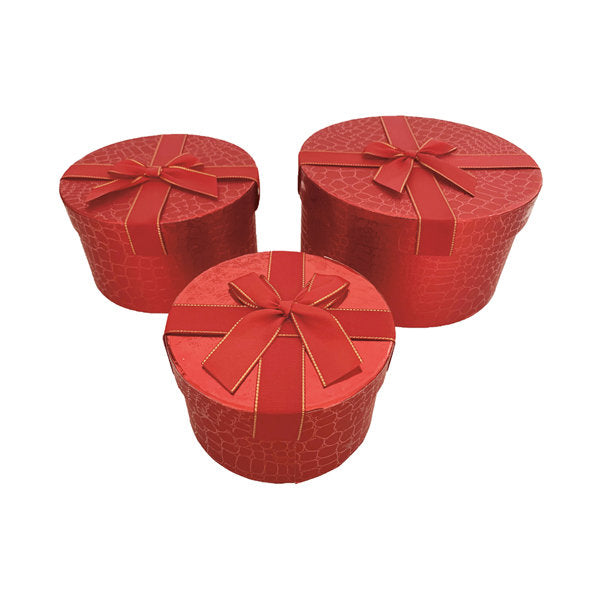 Set 3 Cajas Redondas Rojas Brillo ARGUVAL 20x20x11 Imagen principal del producto