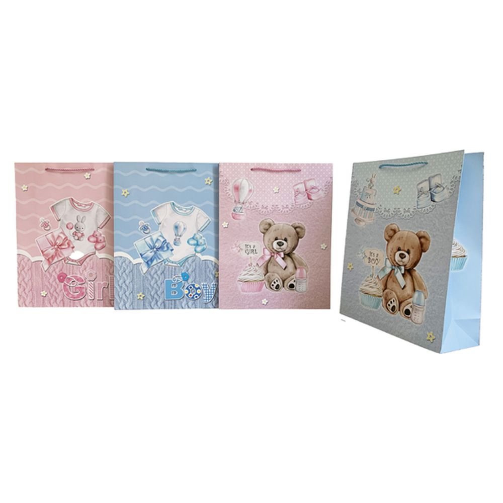BOLSA REGALO GRANDE BEBES 40X31X12CM 12U | ARGUVAL, S,L, | 1 UNIDAD | 8435593463314 Imagen principal del producto
