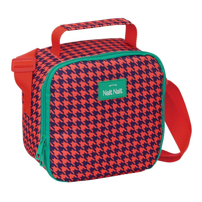 Bolsa térmica cuadrada Nait Nait Pata de Gallo Coral 20x20x15 cm Safta