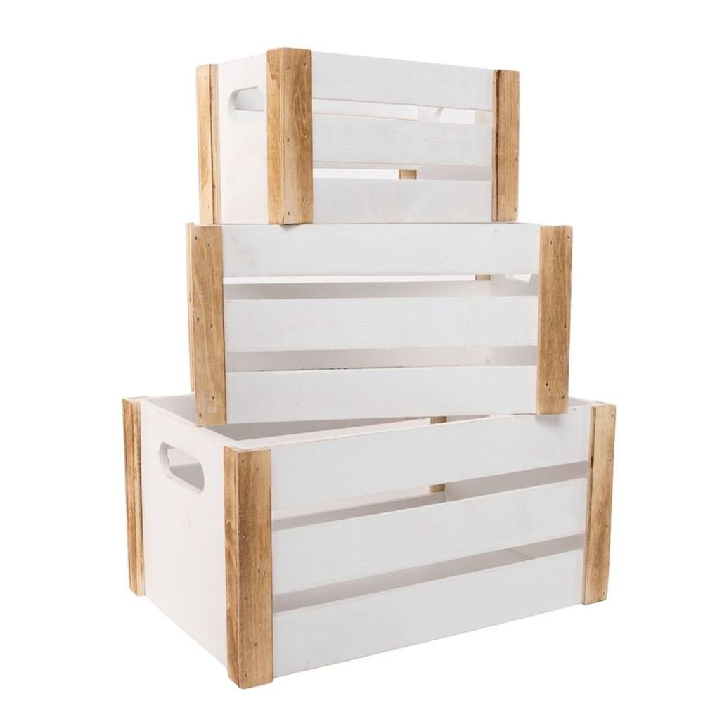 Juego 3 Cajas Madera Blanco DCASA Imagen principal del producto