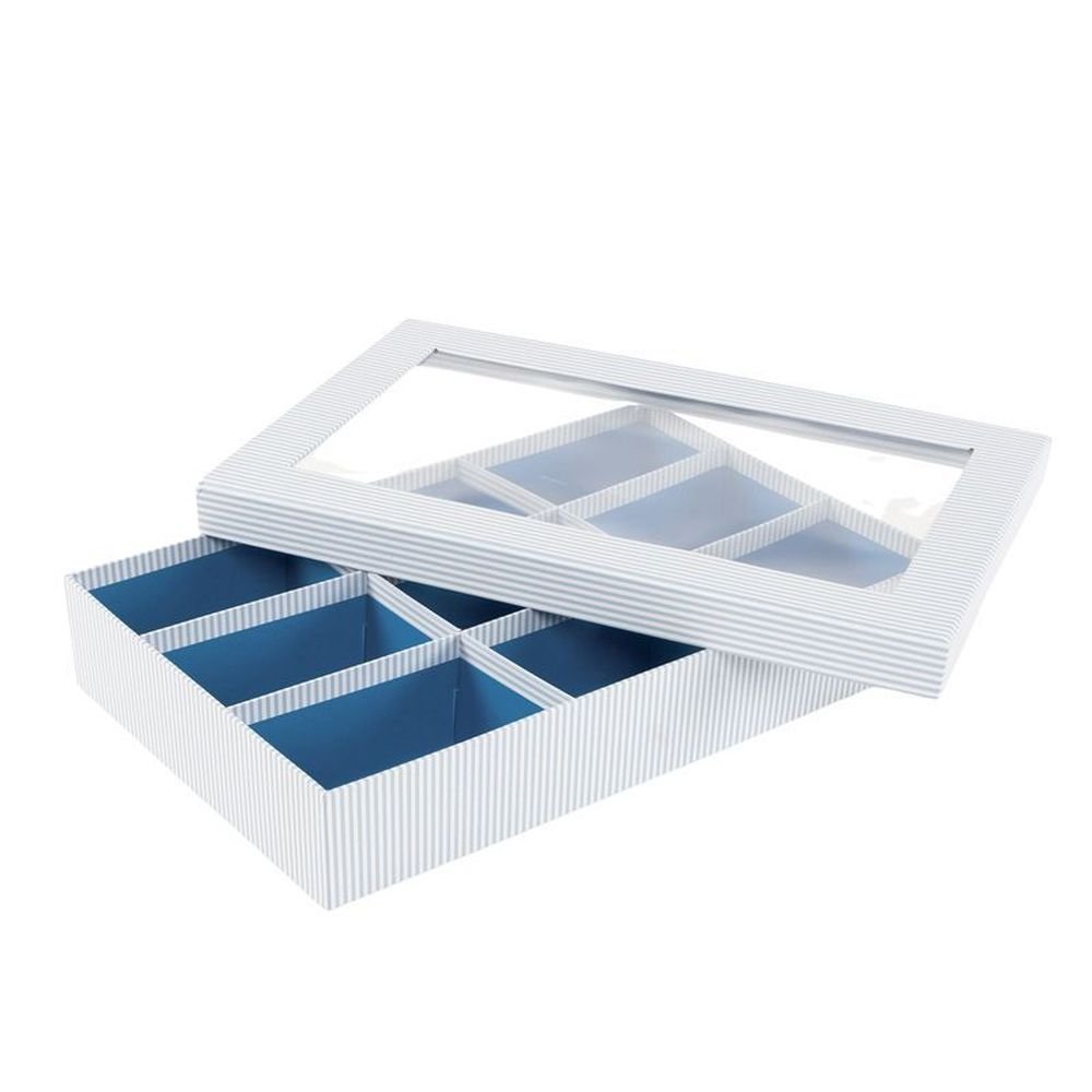 Caja Organizadora 9 Departamentos Rayas Azul Marca Dcasa