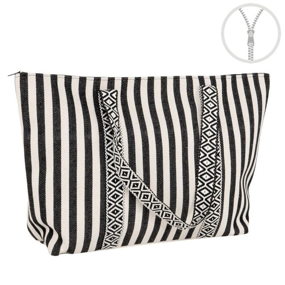 BOLSO RAYAS CON CREMALLERA DETALLE CINTA NEGRO | DCASA | 1 UNIDAD | 8435683273113