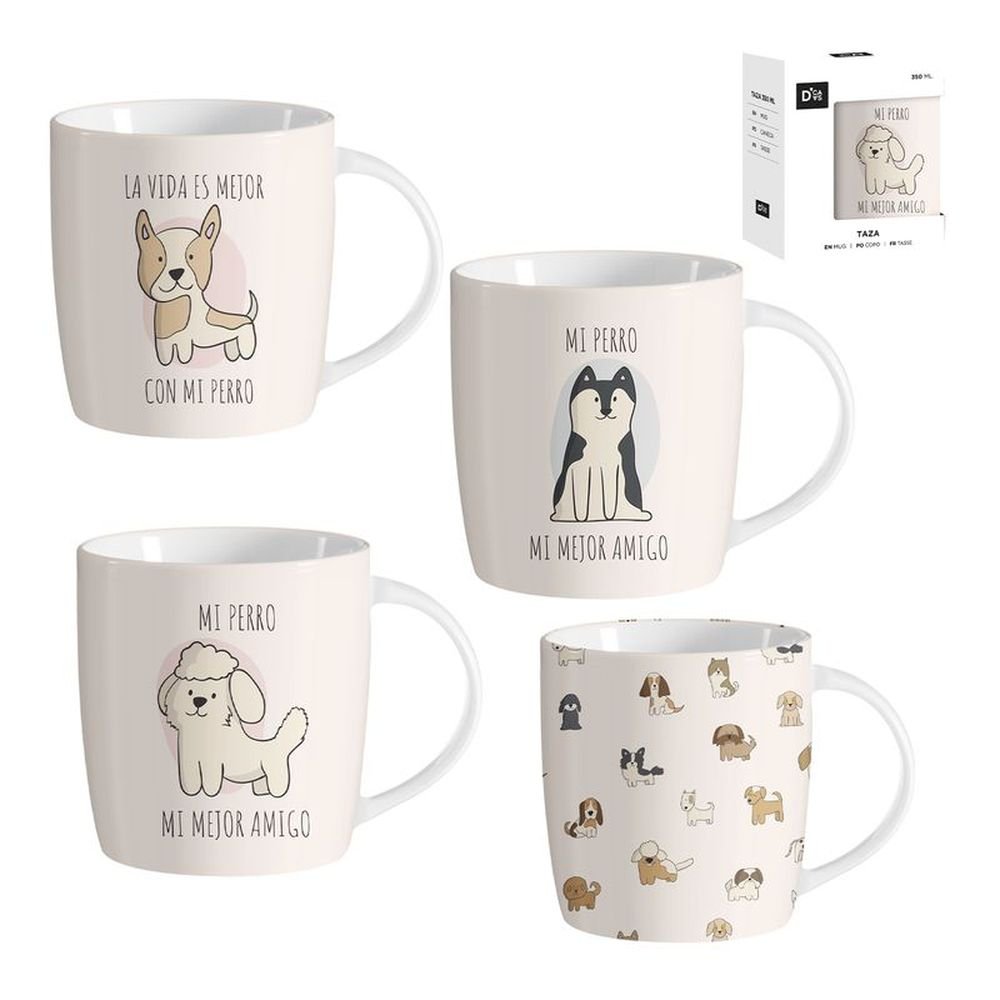 Taza 350 ml Perros Surtidas DCASA