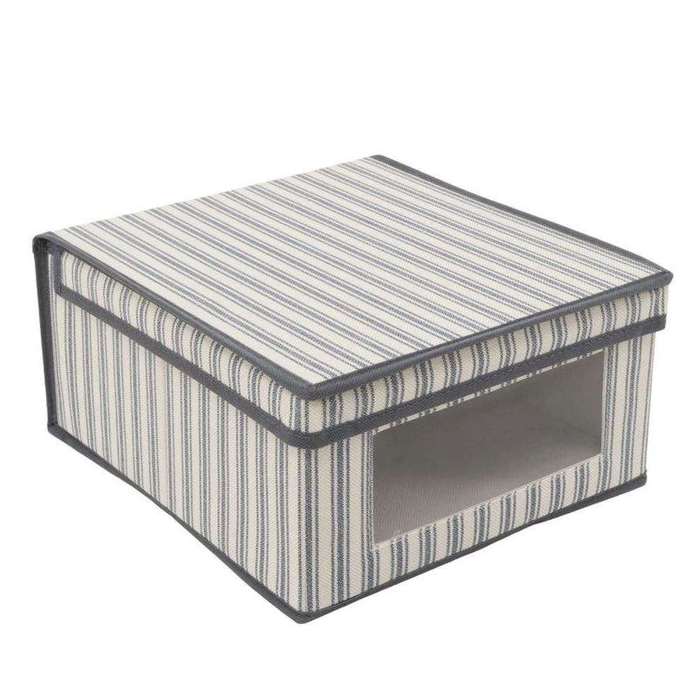 Caja Plegable Ventana Med. Rayas Gris DCASA