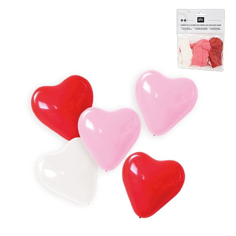 Set de 5 Globos 30 cm Corazón DCASA