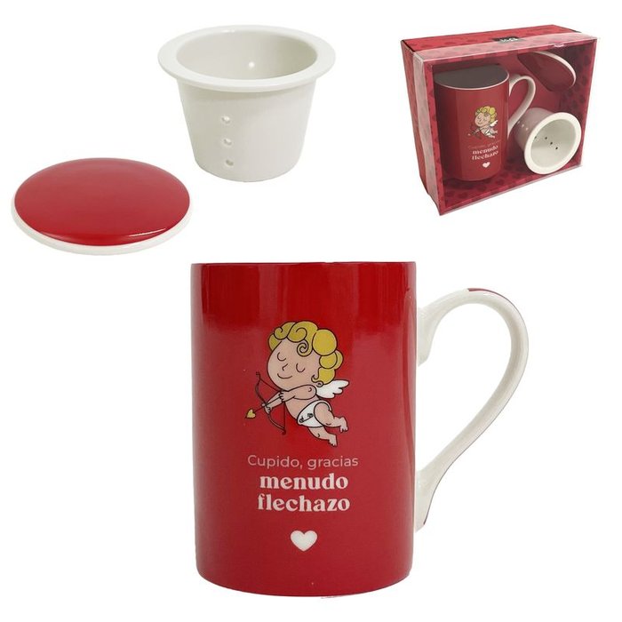 TAZA TAZA TISANA 295ML CON FILTRO CERAMICA AMOR | DCASA | 1 UNIDAD | 8435683288421