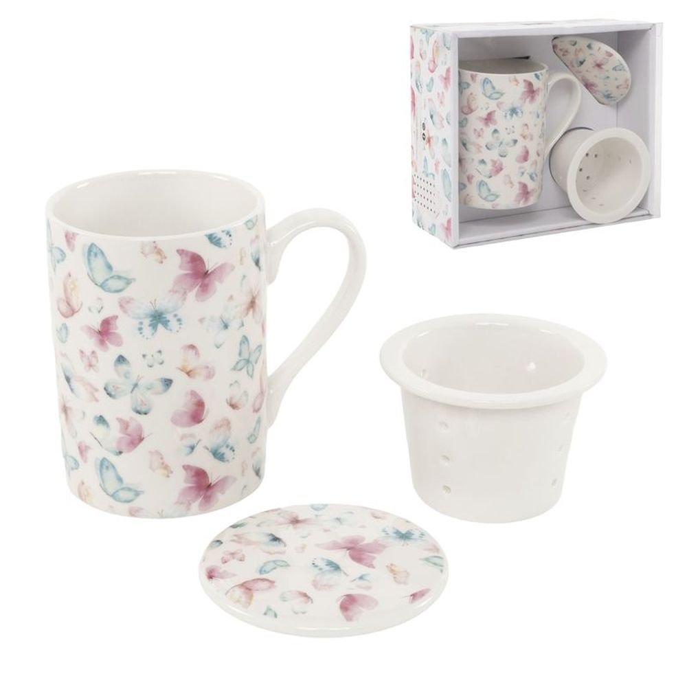 Tisana 295 ml con filtro cerámica mariposas DCASA
