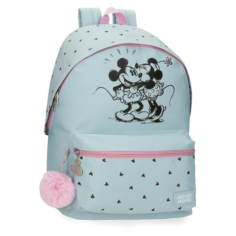 Mochila escolar 44 cm Mickey y Minnie Kisses para PC adaptada