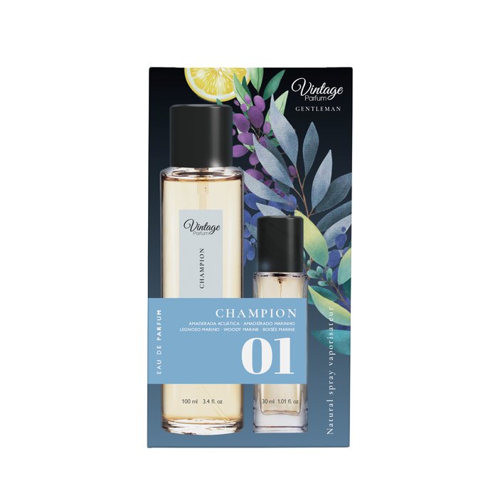 ESTUCHE AGUA DE PERFUME CHAMPION Nº01 100ML+30ML | NATUAROMATIC GEL | 1 UNIDAD | 8435735301443 Imagen principal del producto