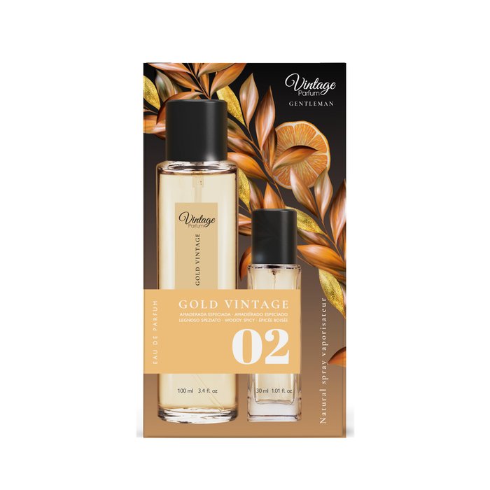 ESTUCHE AGUA DE PERFUME GOLD VINTAGE Nº02 100ML+30ML | NATUAROMATIC GEL | 1 UNIDAD | 8435735301450 Imagen principal del producto