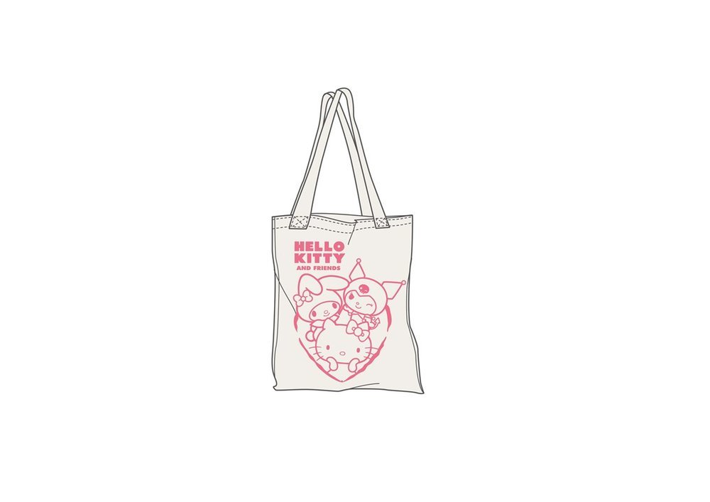 BOLSA TELA ALGODON HELLO KITTY FRIENDS | NEW IMPORT SL | 1 UNIDAD | 8435746909485 Imagen principal del producto