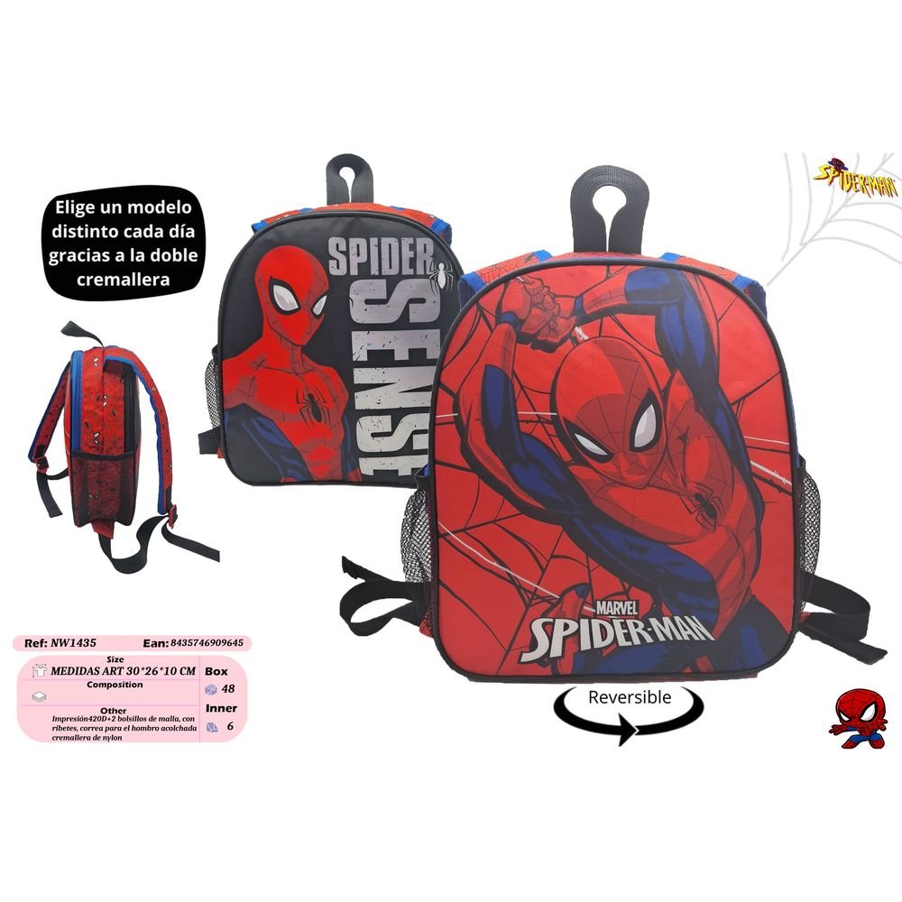 MOCHILA INFANTIL REVERSIBLE SPIDERMAN 30 X 26X 10 CM | NEW IMPORT SL Imagen principal del producto