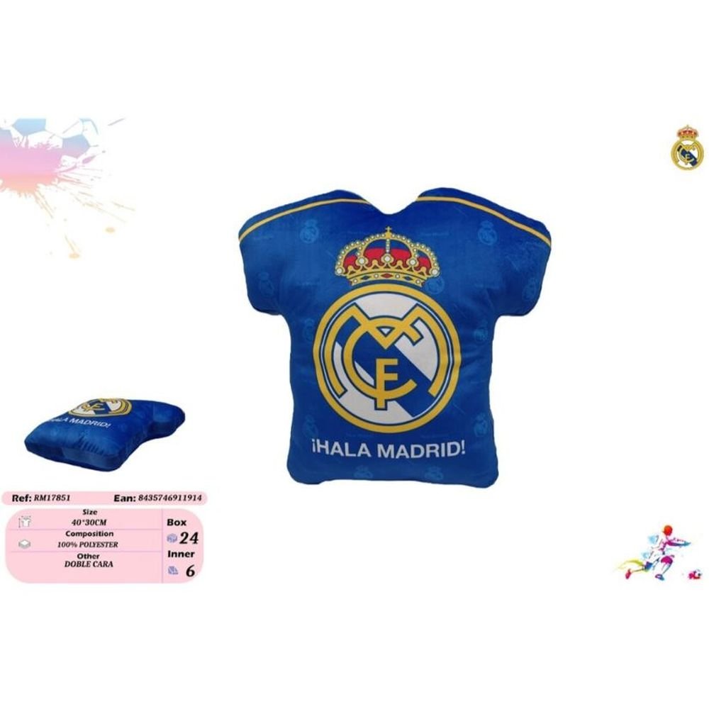 COJIN REAL MADRID CAMISETA 40X30CM | NEW IMPORT SL | 1 UNIDAD | 8435746911914 Imagen principal del producto