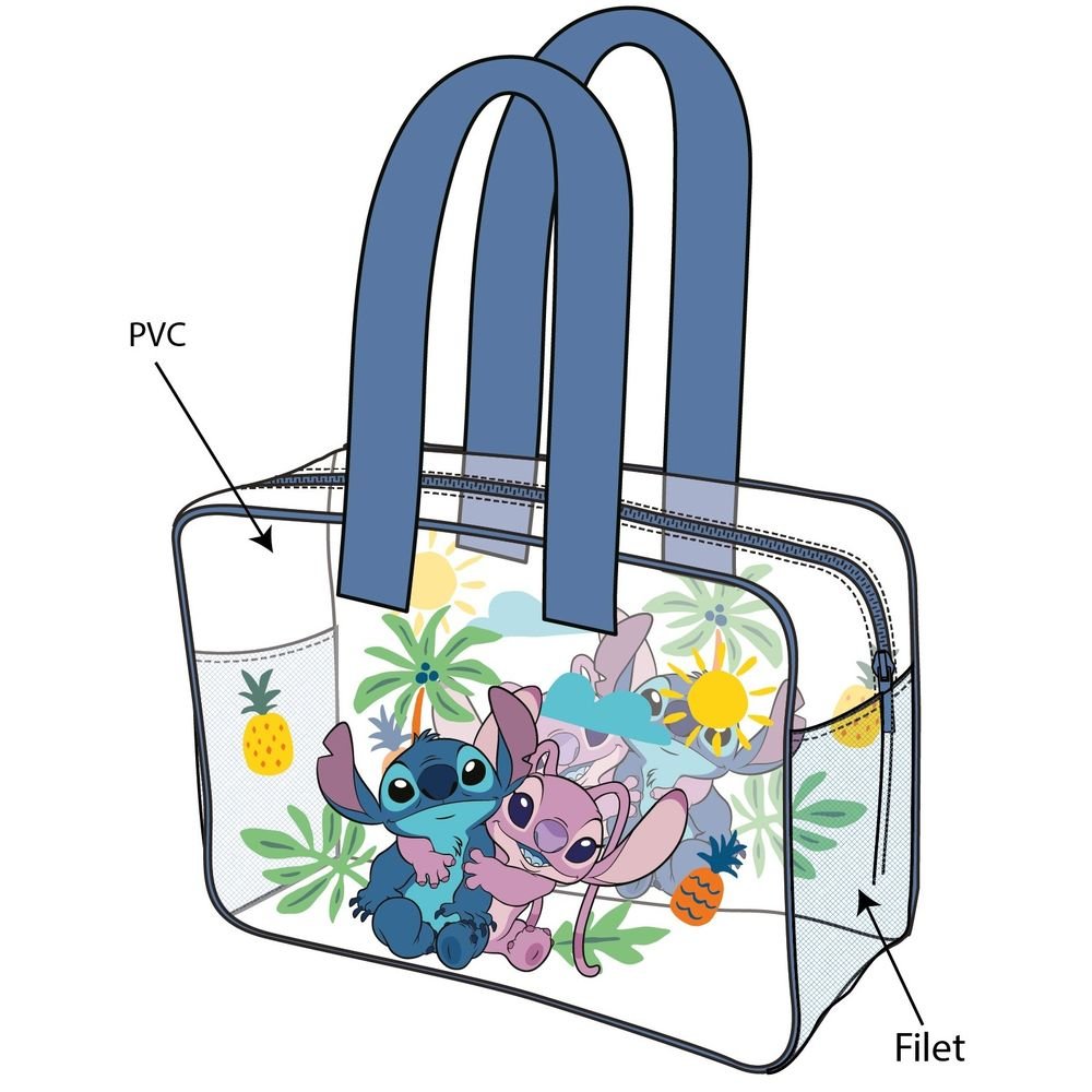 Bolso Transparente Playa Stitch 35 x 50 x 24 cm Disney New Import SL