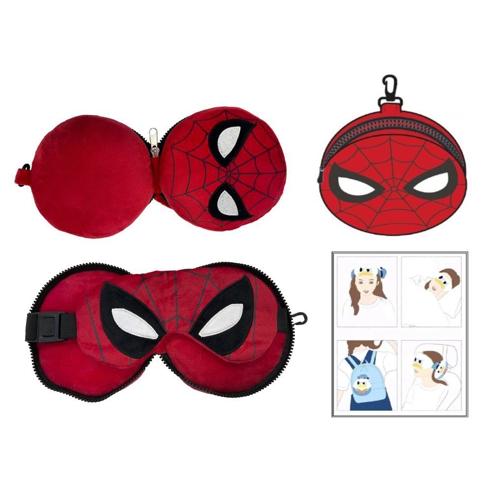 Cojín de viaje 2 en 1 con antifaz Spiderman