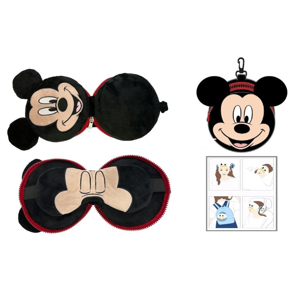 Cojín viaje 2 en 1 con antifaz Mickey