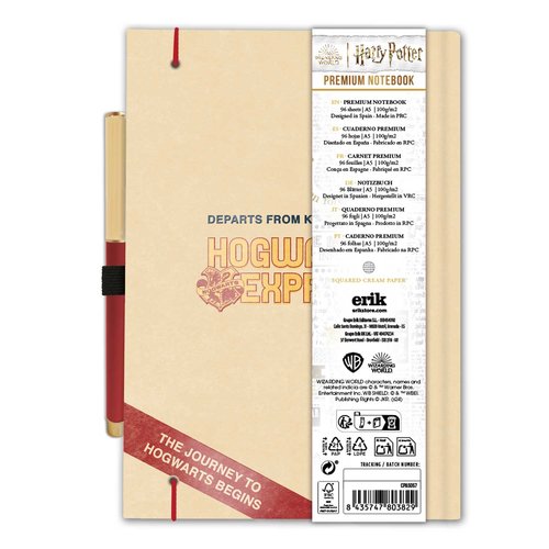 Cuaderno Premium A5 Bolígrafo Harry Potter Plataforma 9 3/4