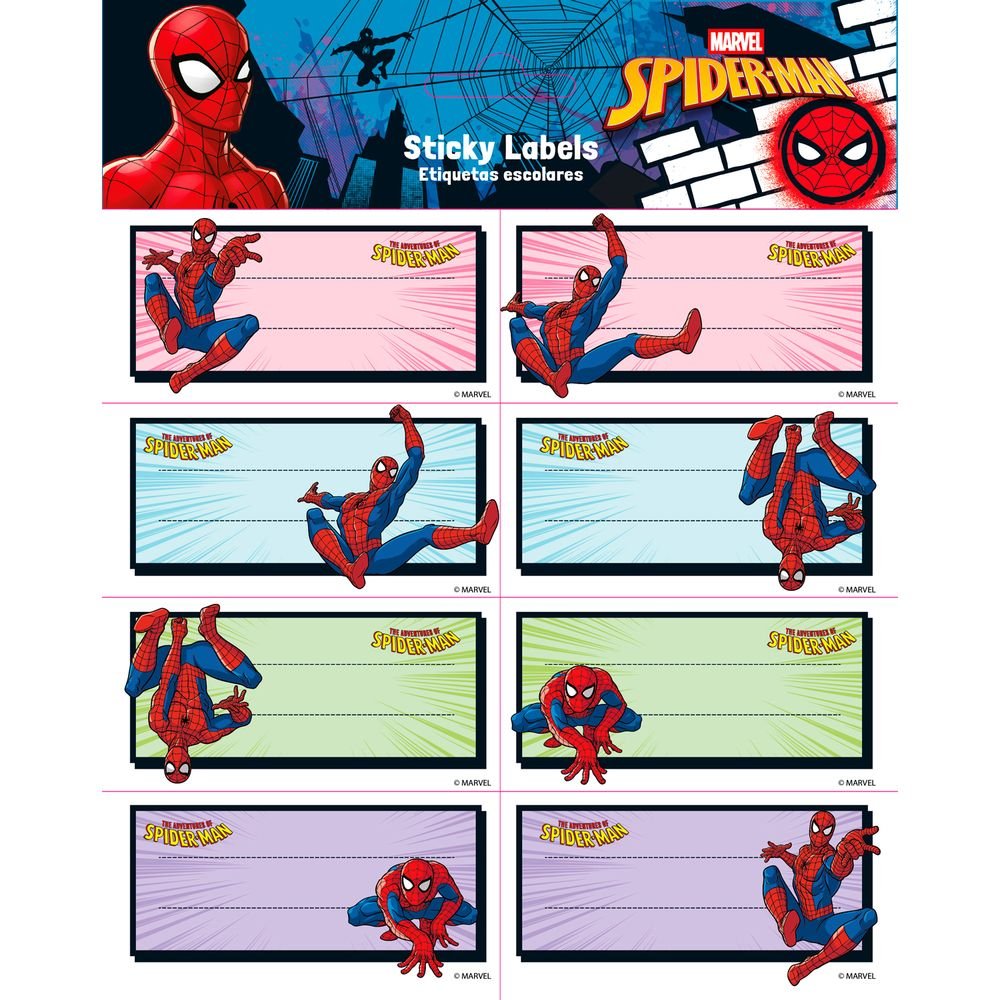 Etiquetas escolares Marvel Spiderman, pack de 16 (Grupo Erik) (Pack 10 uds)