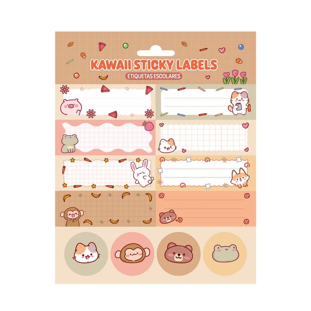 Etiquetas escolares Kawaii de Grupo Erik, pack de 18 (Pack 10 uds)