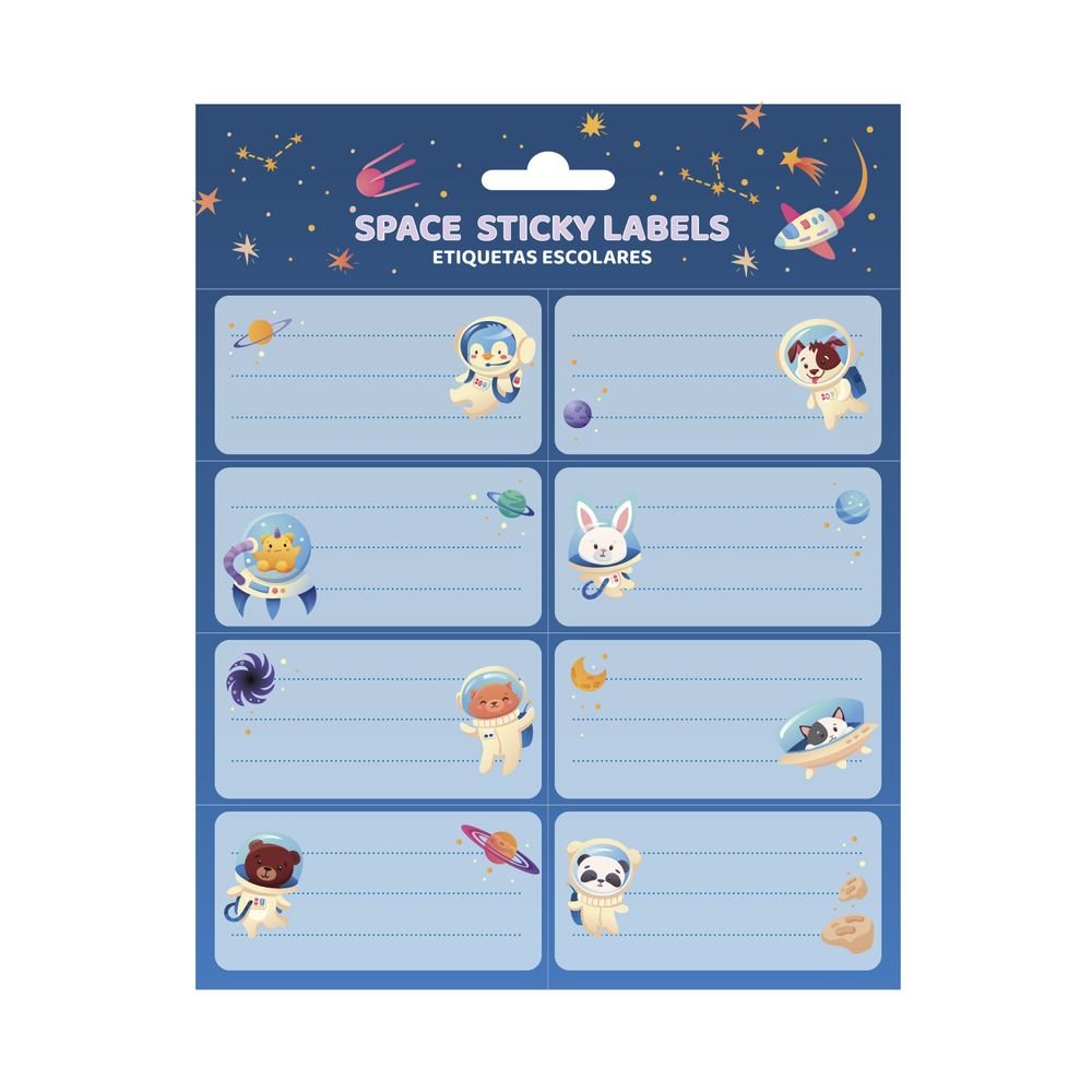 Etiquetas escolares Viaje Espacial Grupo Erik, pack 16 (Pack 10 uds)