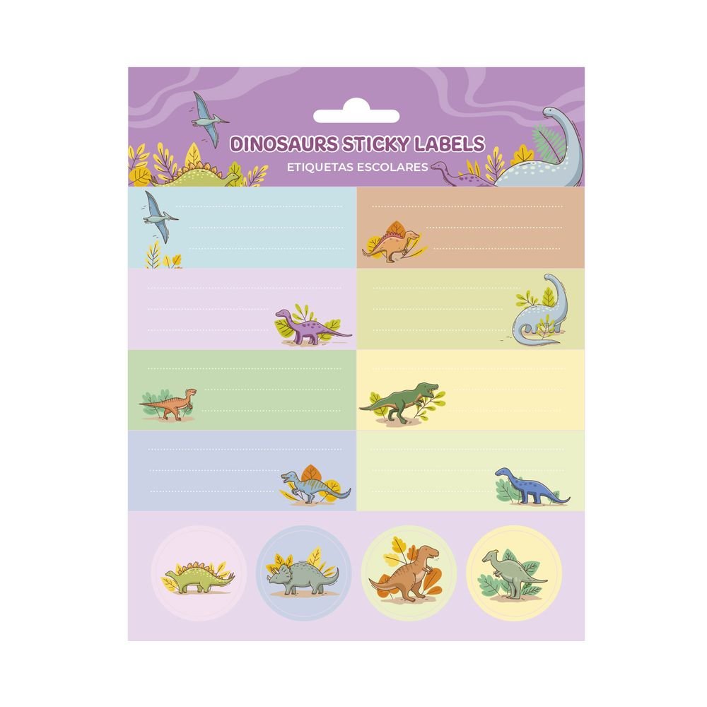 Etiquetas Escolares Dinosaurios - Pack 18 ud. (Pack 10 uds)