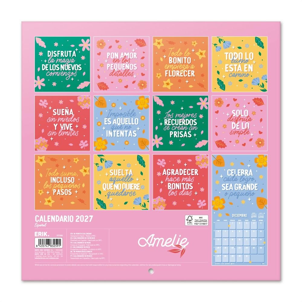 Calendario 2027 30x30 Amelie - Grupo Erik Agendas