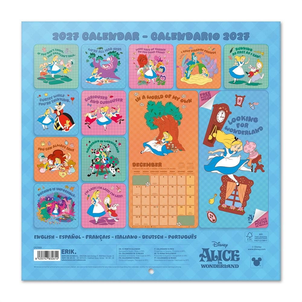 Calendario 2027 30x30 Alicia en el País de las Maravillas