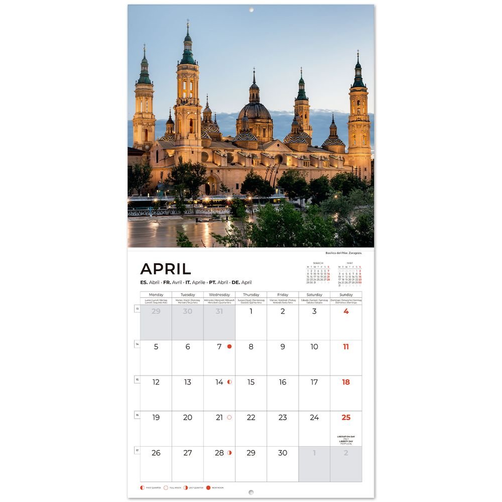 Calendario 2027 pared 30x30 España Grupo Erik