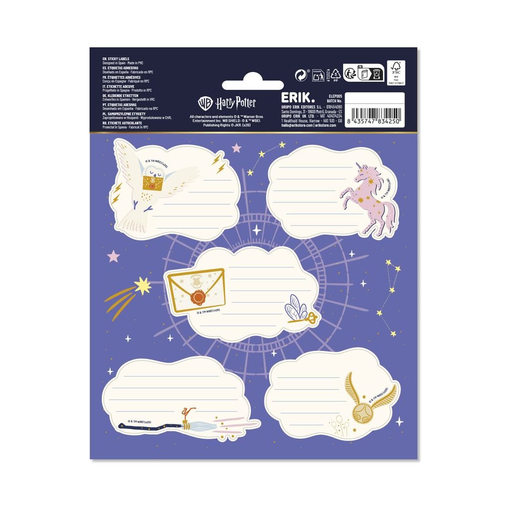Etiquetas escolares Premium Harry Potter, pack 10