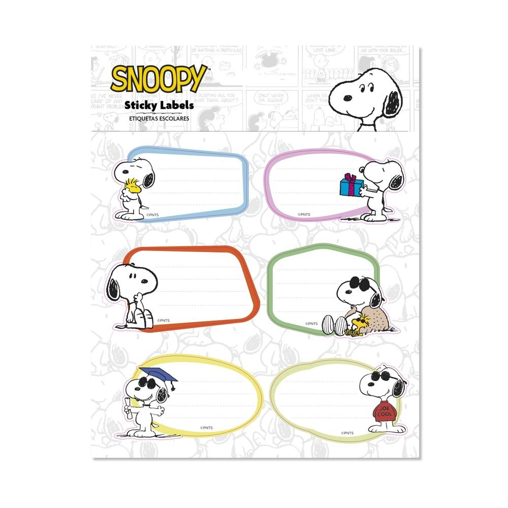 Etiquetas Escolares Premium Snoopy, pack de 12 (Pack 10 uds)