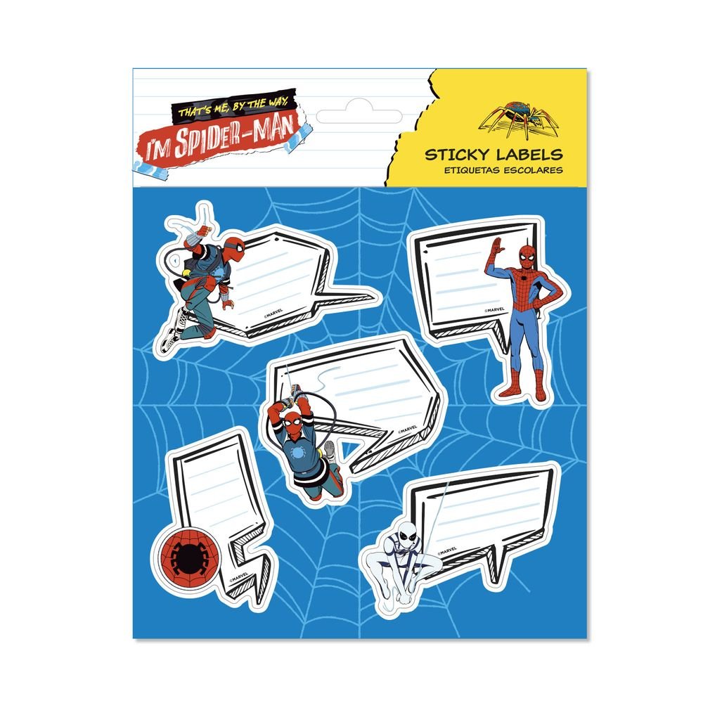 Etiquetas escolares Marvel Spiderman, pack de 10