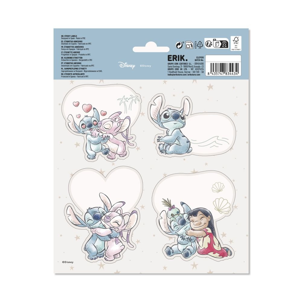 Etiquetas Escolares Premium Disney Stitch, pack de 9 (Pack 10 uds)