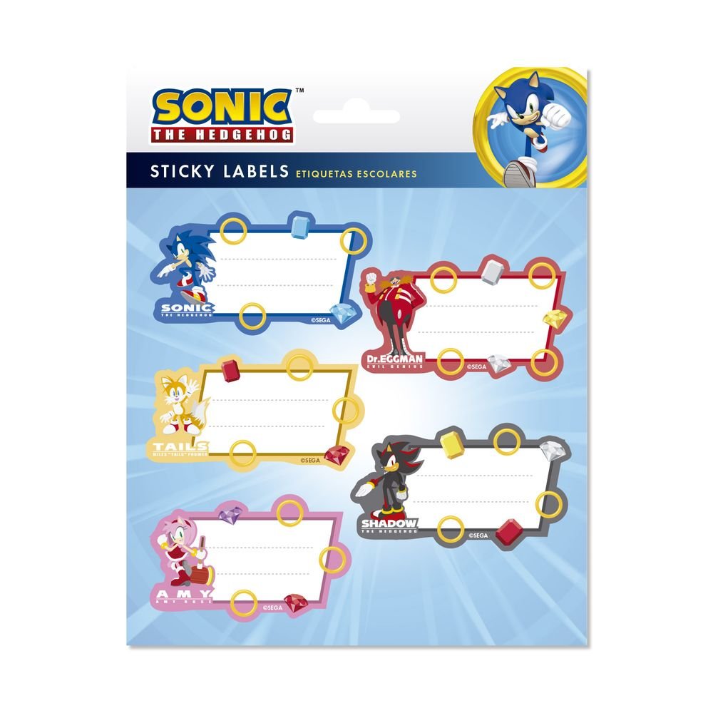 Etiquetas escolares Sonic x10 adhesivas - Grupo Erik