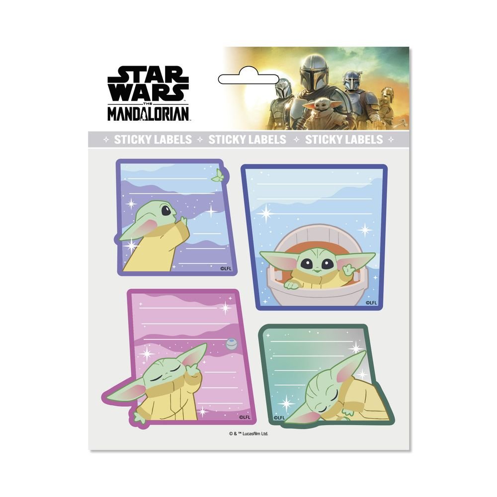 Etiquetas escolares Star Wars Mandalorian Grogu, 8 ud. (Pack 10 uds)