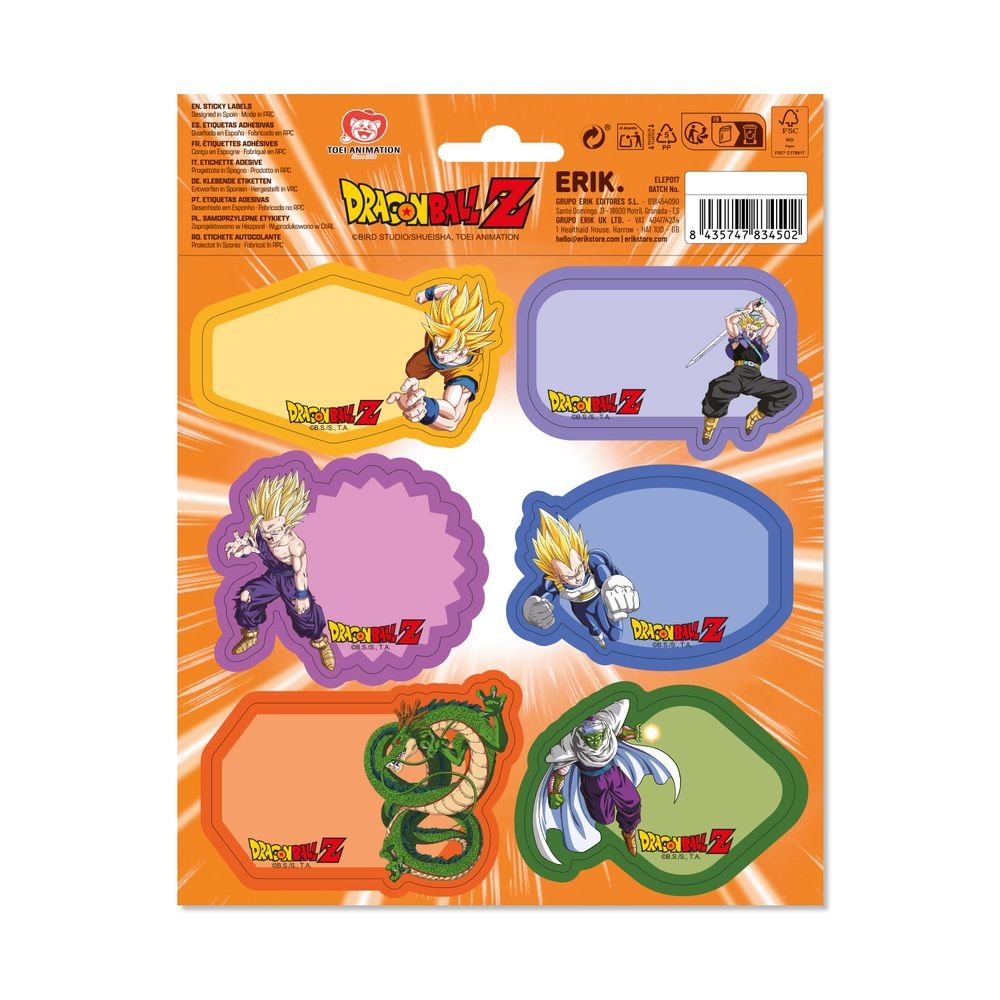 Etiquetas escolares Premium Dragon Ball, 12 unidades (Pack 10 uds)