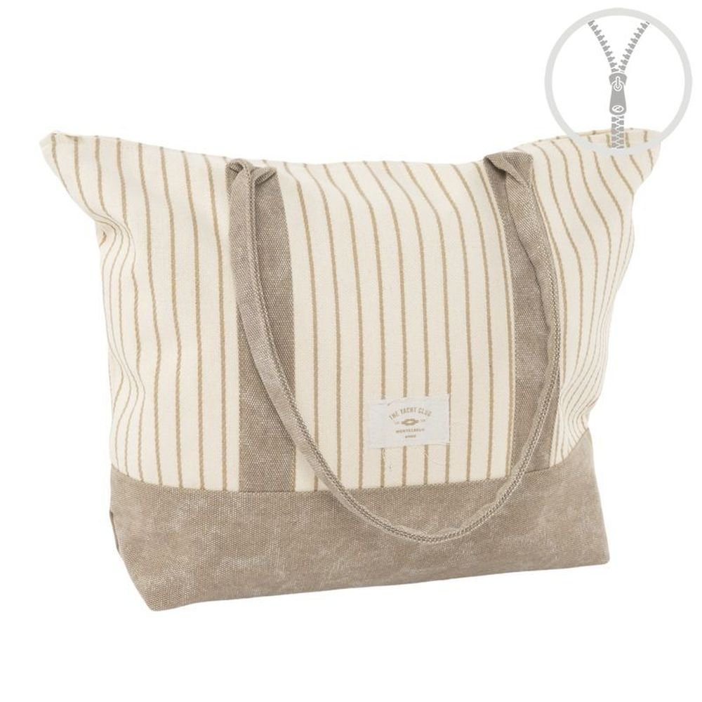 Bolso Cremallera Rayas Beige Marca Dcasa