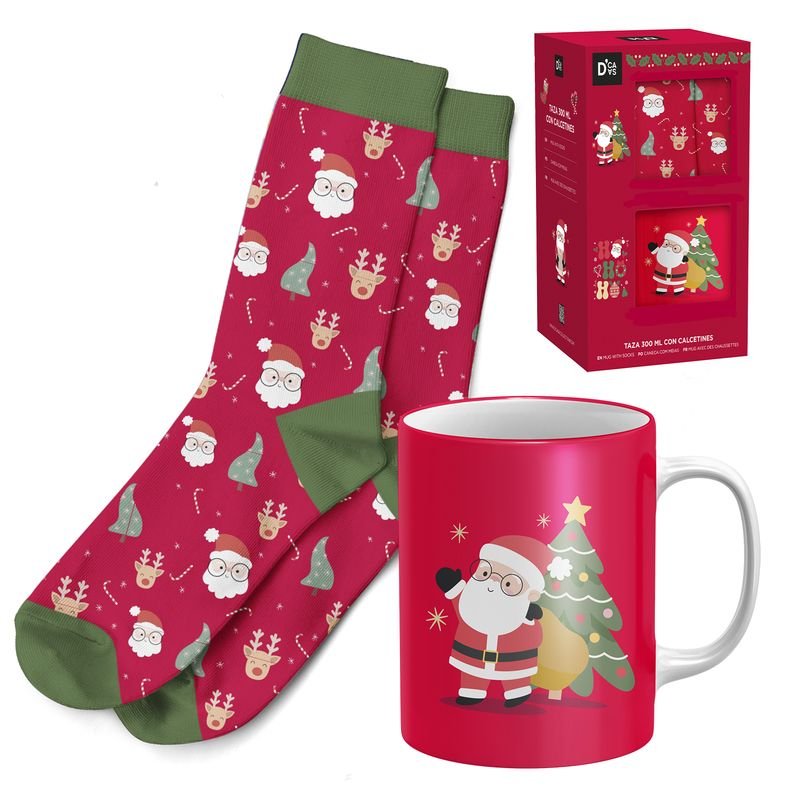 SET REGALO TAZA 300ML CON CALCETIN PAPA NOEL | DCASA NAVIDAD | 1 UNIDAD | 8435794602666 Imagen principal del producto