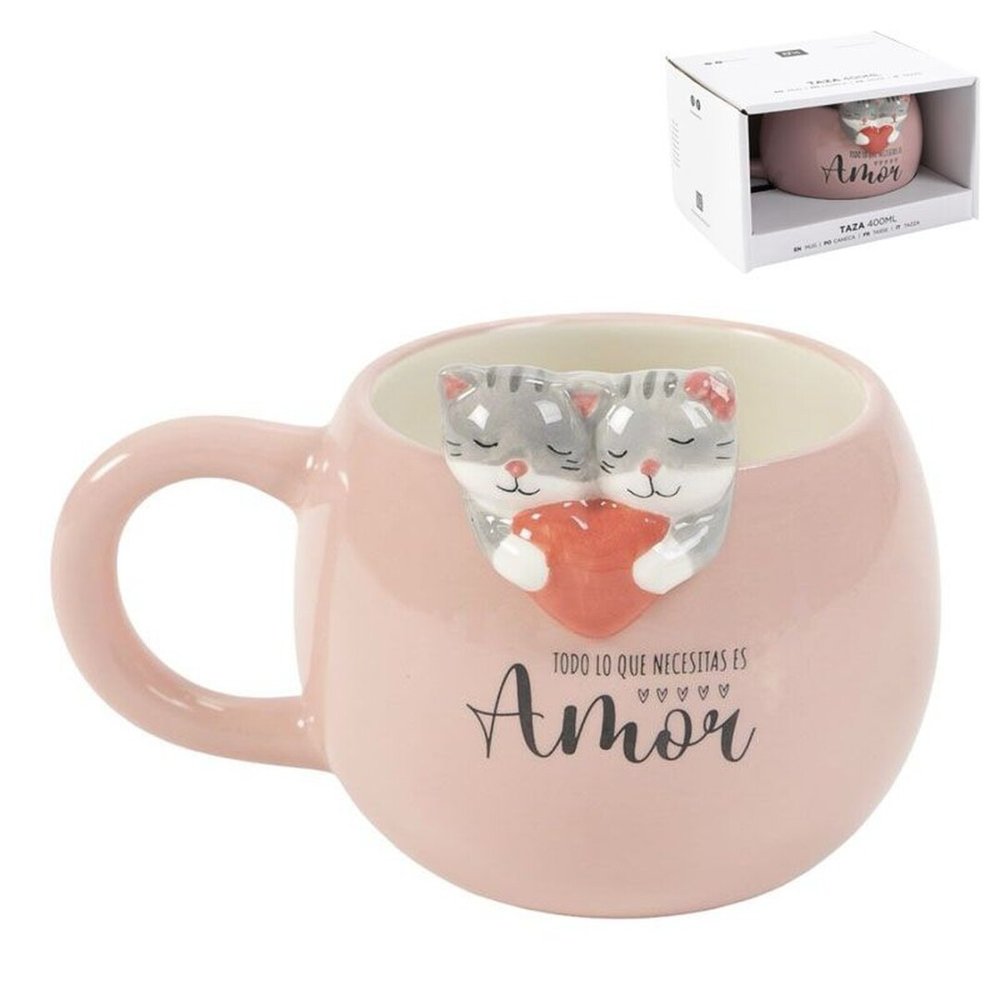 Taza 400 ml Figura Gatos DCASA