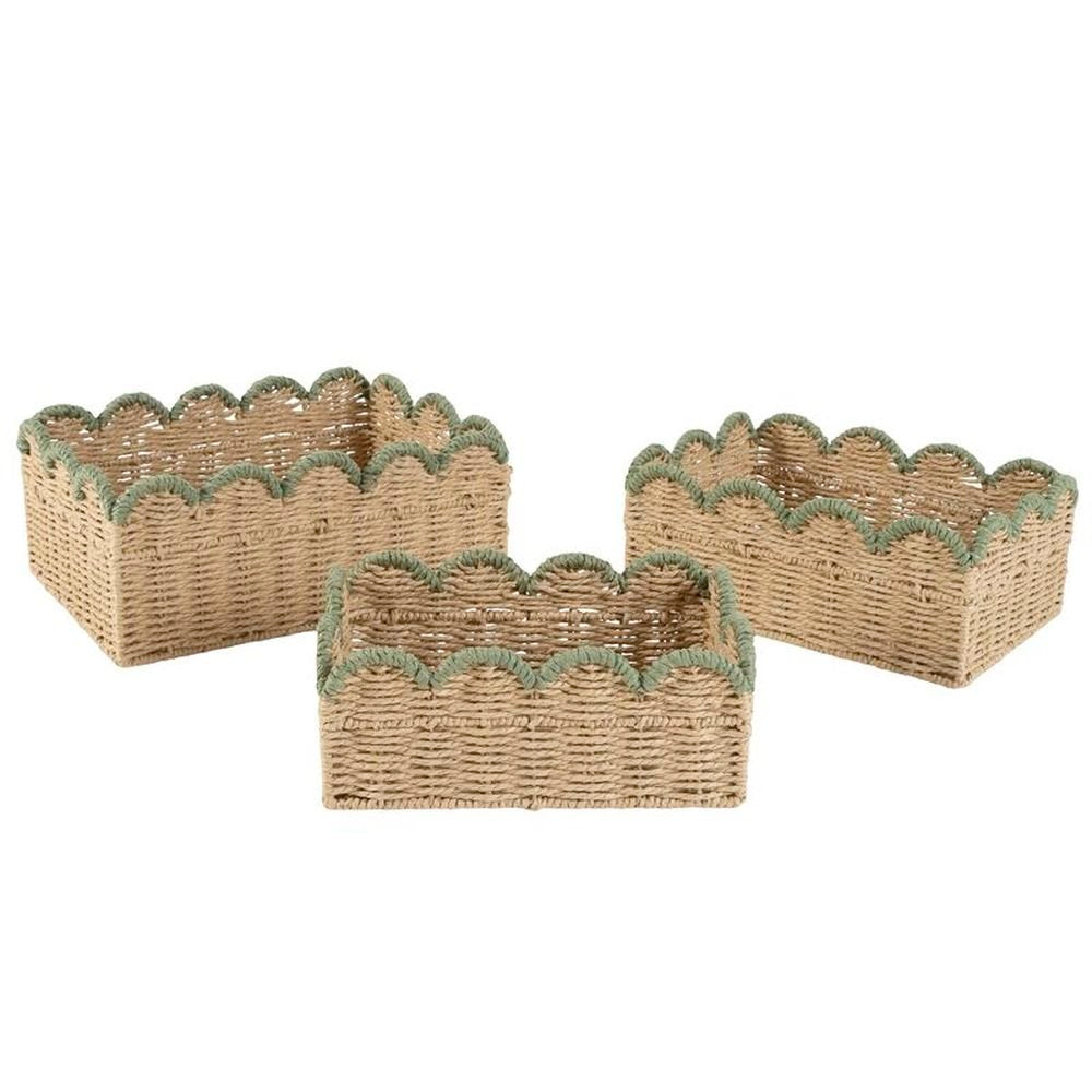 Juego de 3 cestas bicolor verde DCASA