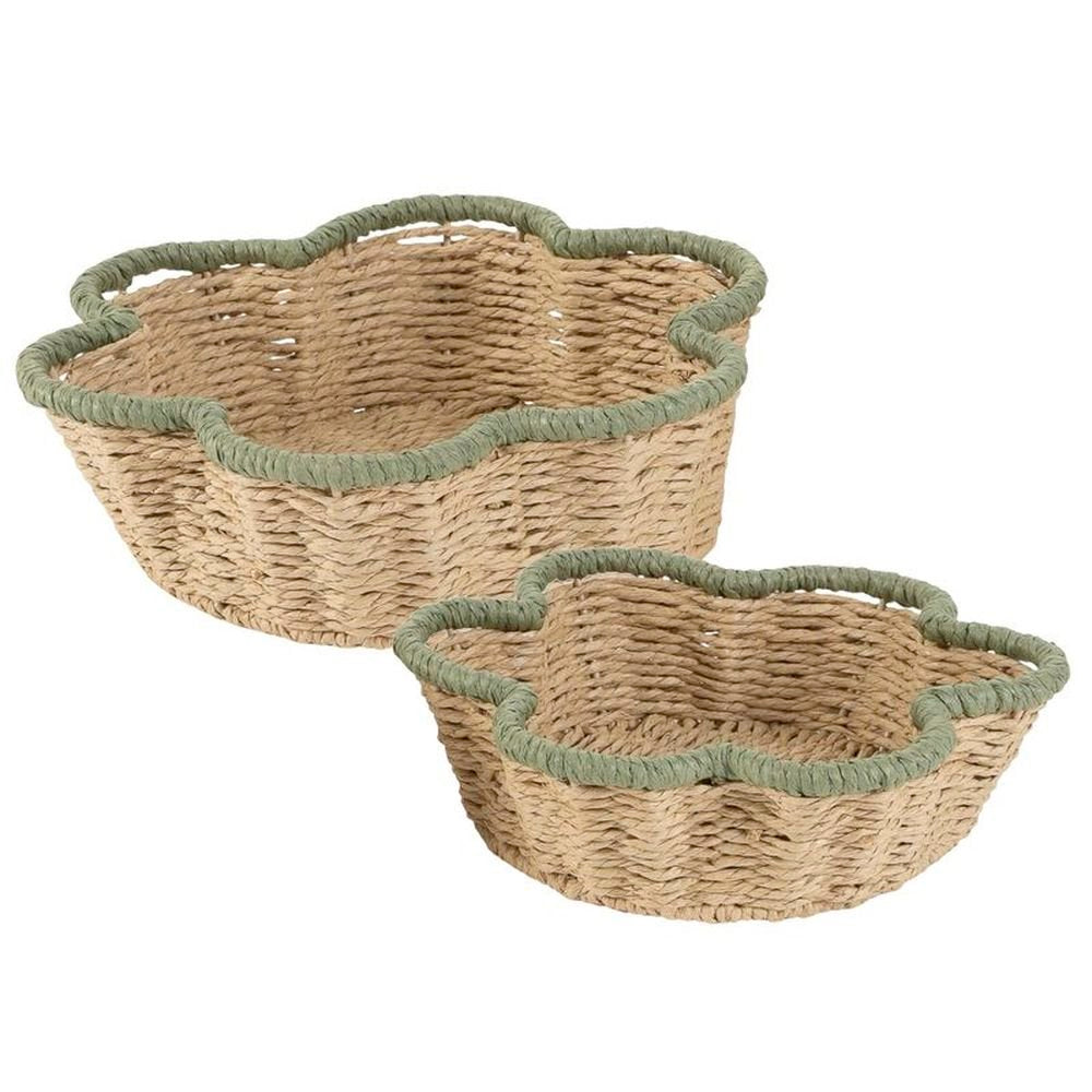 Juego de 2 Cestas Bicolor Verde 28 x 28 x 8 cm Marca DCASA Imagen principal del producto