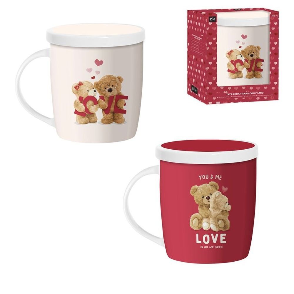 Taza Tisana 350ml con Filtro Ositos Amor Surtidas