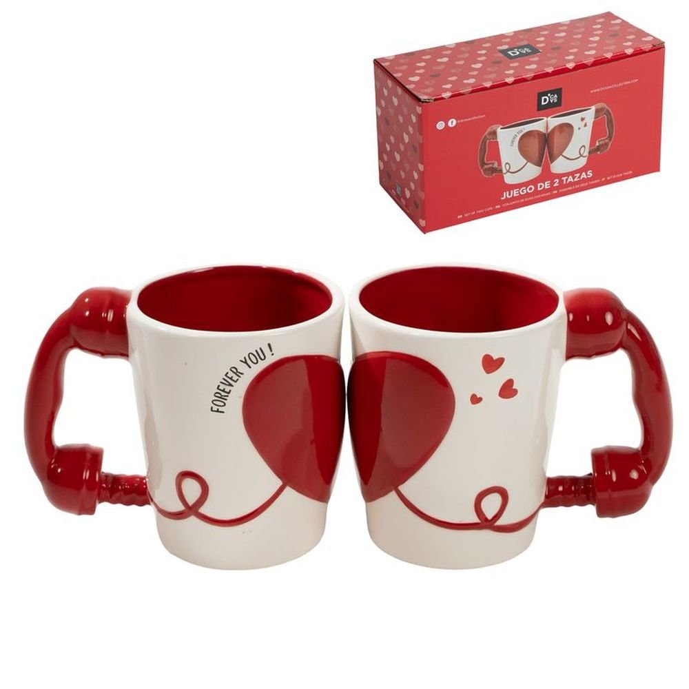 Juego de 2 Tazas 490ml Asa Teléfono Amor DCASA