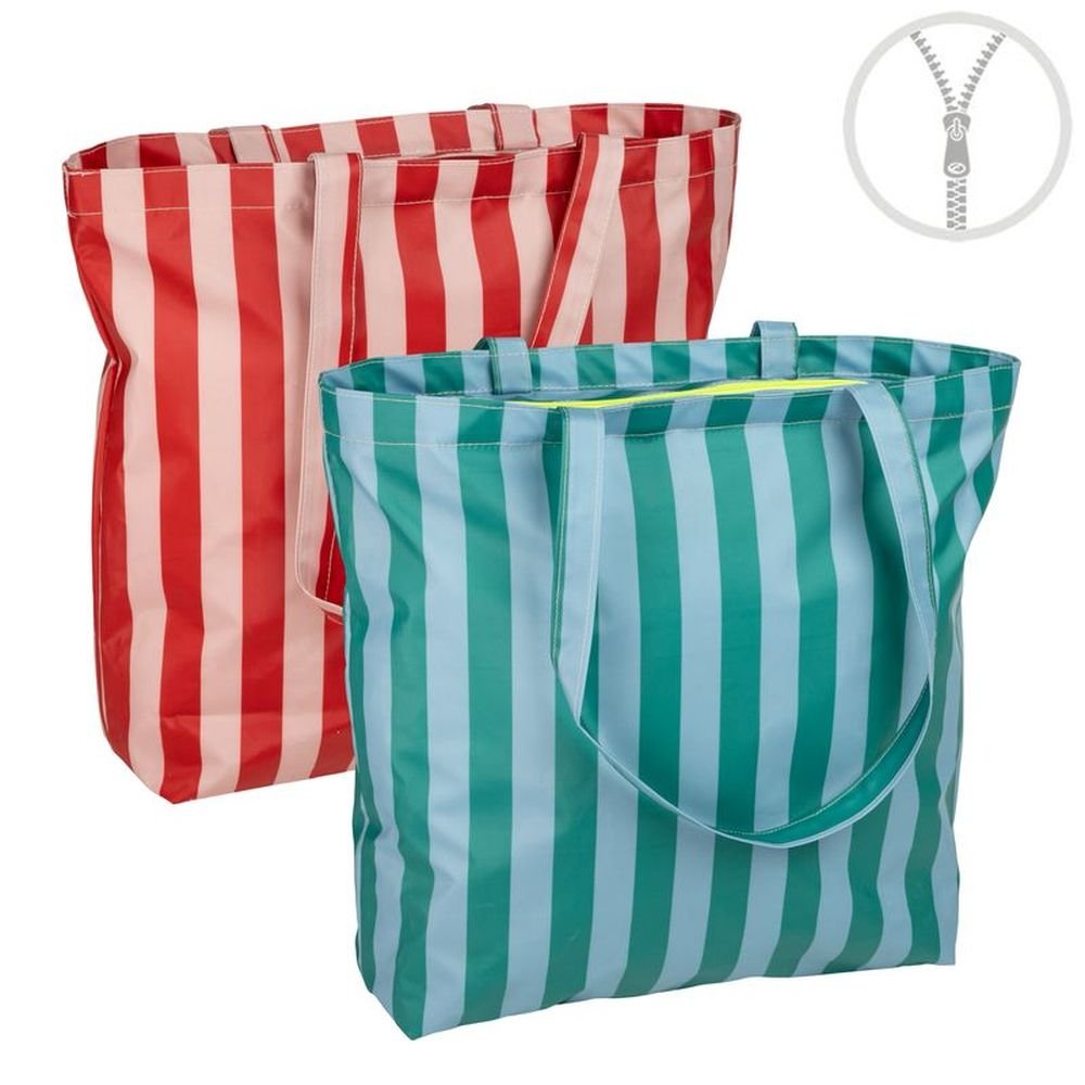 Bolsa playa con cremallera rayas surtidas DCASA
