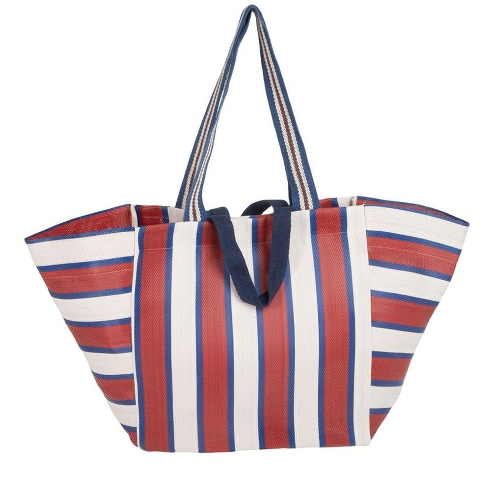 Bolso plástico reciclado doble asa rayas marca Dcasa Imagen principal del producto