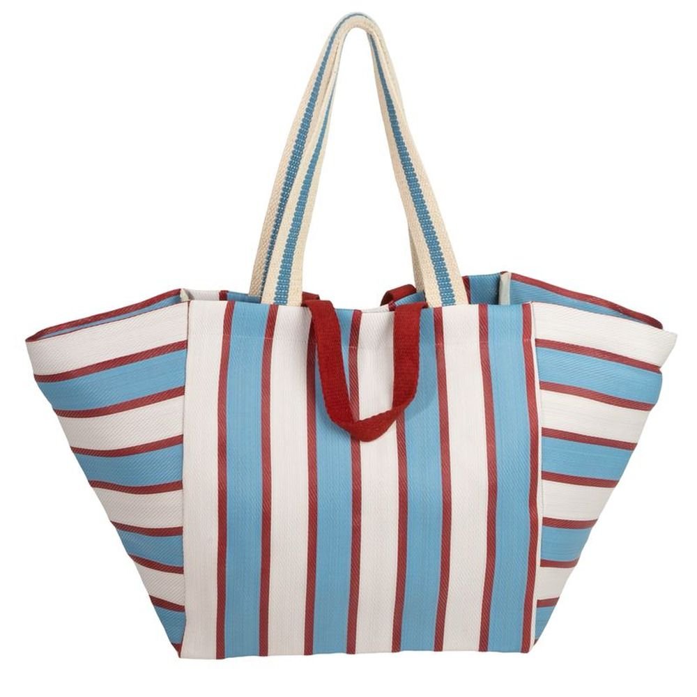 Bolso plástico reciclado doble asa rayas marca DCASA